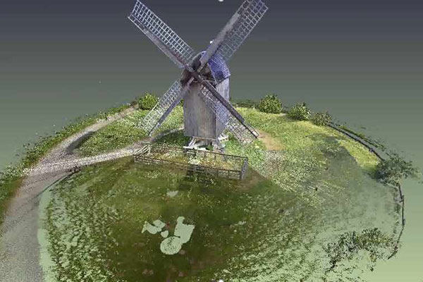 Laserscan-Aufnahme einer Windmühle