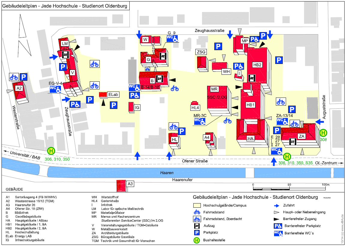 Lageplan der Gebäude am Campus Oldenburg