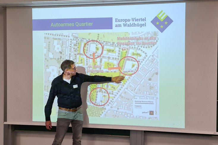 Mark Dieckmann präsentiert ein Vorzeigeprojekt im klimagerechten Bauen in der Stadt Rheine. (Fotos: Jade HS/Stefan Nicolaus)