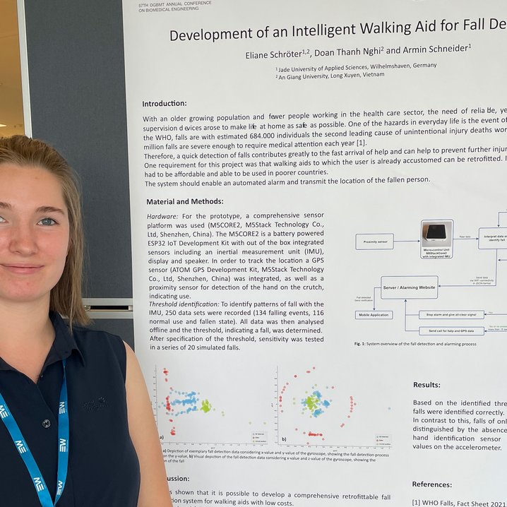 Eliane Schröter, Studentin der Medizintechnik im Fachbereich Ingenieurwisssenschaften, präsentierte ihre Forschungsergebnisse auf dem Kongress der Deutschen Gesellschaft für Biomedizinische Technik (Foto: Jade HS/Armin Schneider)
