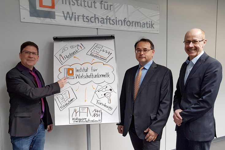 Neuer Vorstand des Instituts für Wirtschaftsinformatik (v.li.): Prof. Dr. Michael Klafft, stellvertretender Direktor, Prof. Dr.-Ing. Christoph Wunck, neuer Direktor und Prof. Alfred Wulff, ehemaliger Direktor. Foto: Angela Moldenhauer/Jade HS