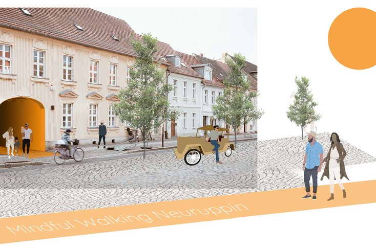 Mindful Walking Neuruppin, Arne Berends, Telseke Spiekermann und Wenke Petersen, Collage