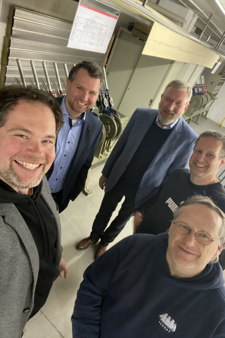 Prof. Felix Horstmann, Christoph Walther, Gereon Schalk, Prof. Sebastian Hollermann und Michael Raps (Bild: Jade HS)