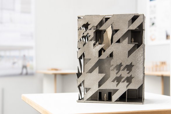 Ein Architekturmodell in einer Ausstellung