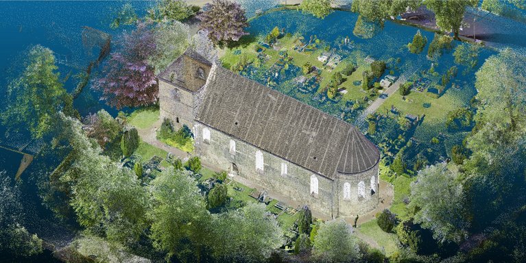 Laserscanning-Punktwolke der St.-Stephanus-Kirche in Schortens