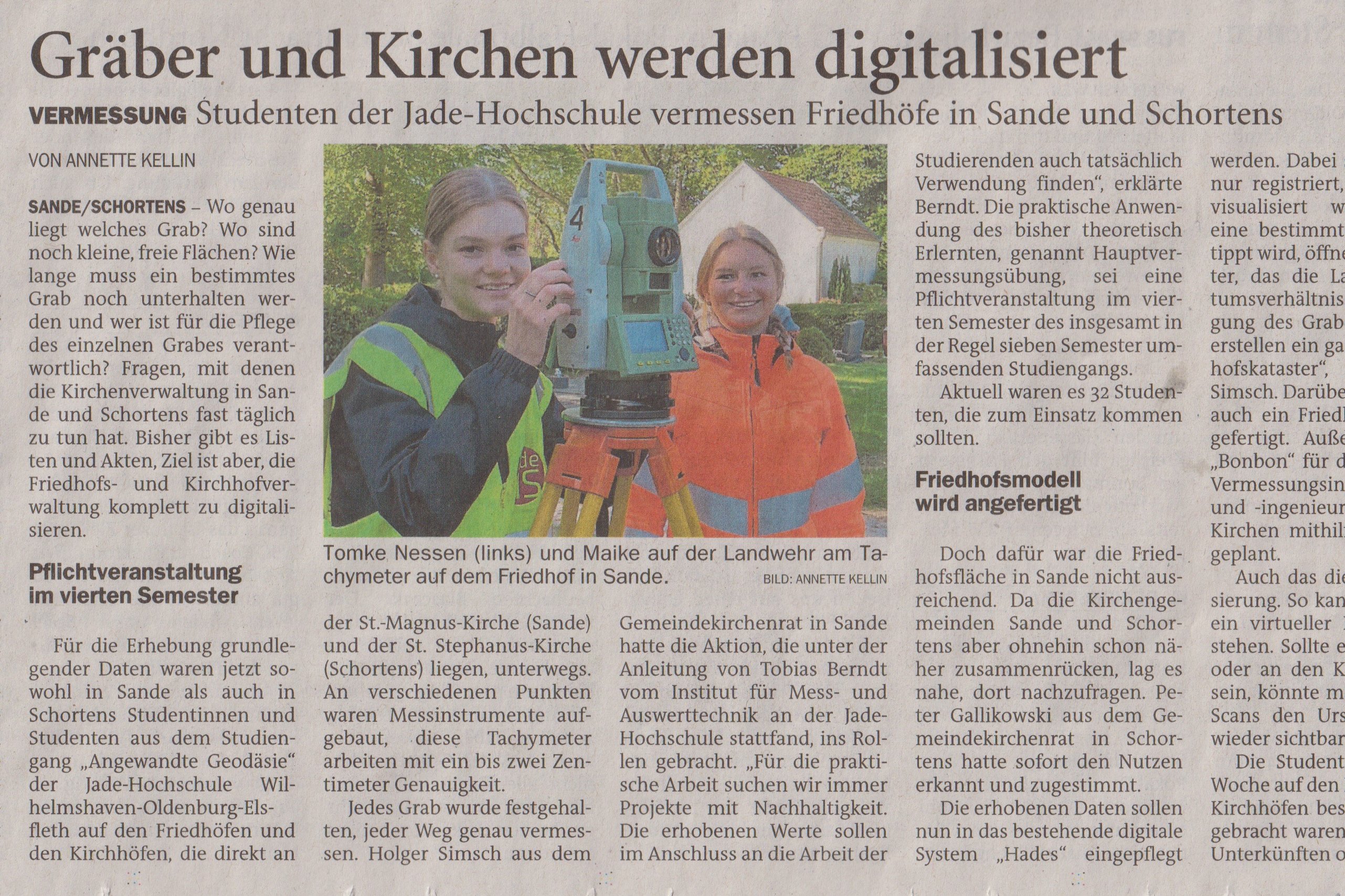 Presseartikel der Hauptvermessungsübung 2025 in der Wilhelmshavener Zeitung