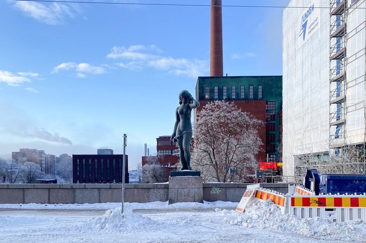 Stadtszene aus Tampere in Finnland mit Schnee