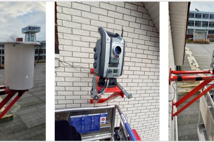 Konsole für das Geomonitoring an Fassade angebracht