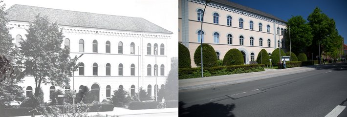 Hauptgebäude Ofener Straße / früher und heute 