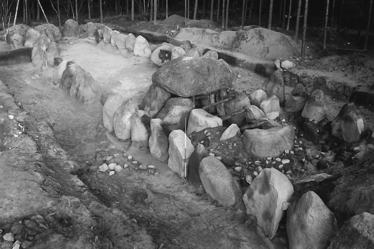 Ausgrabungssituation Kleinenkneten I, vermutl. 1934. (Foto: Archiv Landesmuseum Natur und Mensch Oldenburg)