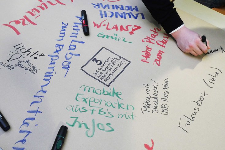 Die Gruppen rotierten im Verlauf des Workshops und gaben an jeder Station Vorschläge ab. (Foto: Jade HS/Daniela Wrage)