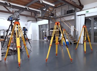 Messaufbau im Labor für optische 3D-Messtechnik