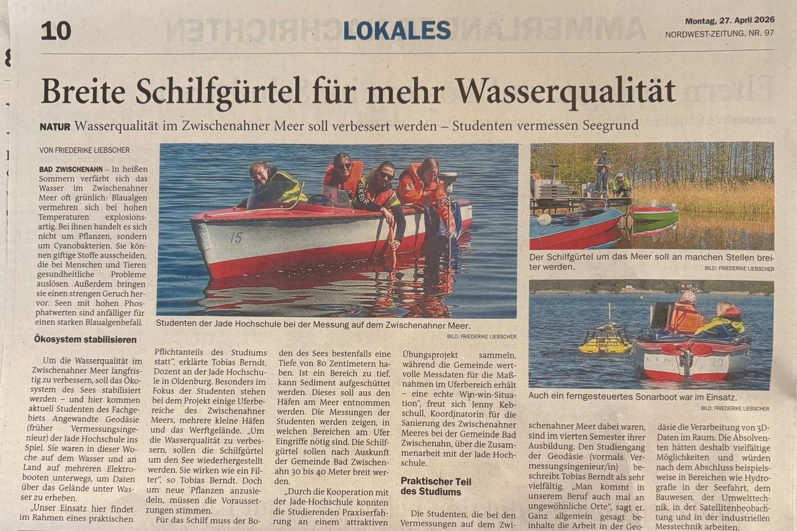 Presseartikel der NWZ zur Hauptvermessungsübung 2026