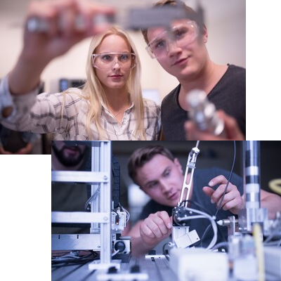 Foto: Studierende bei Laborübungen