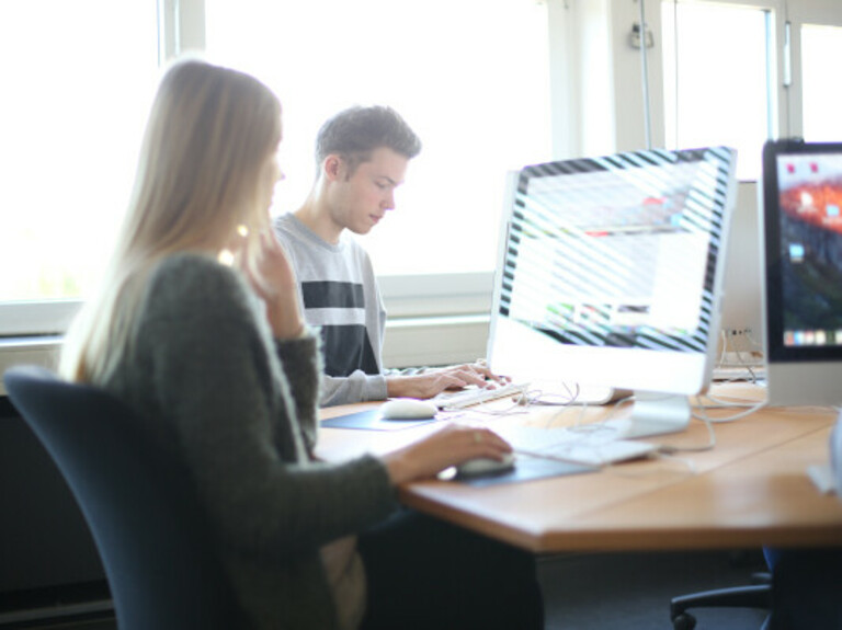 Students working on computers