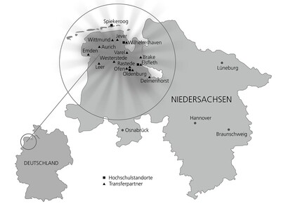 Regionen zum Projekt "Innovative Hochschule Jade-Oldenburg"