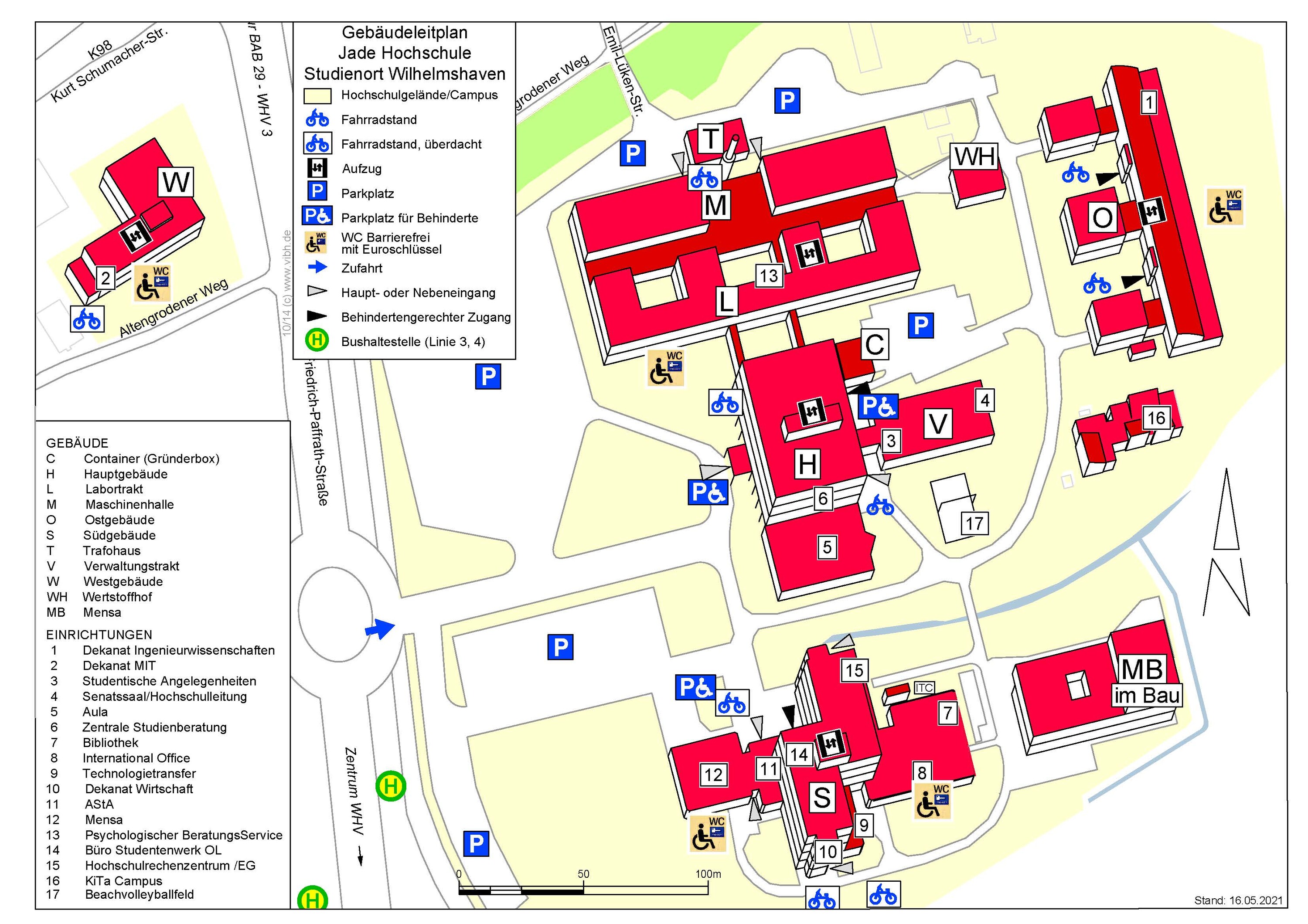 Lageplan der Gebäude am Campus Wilhelmshaven