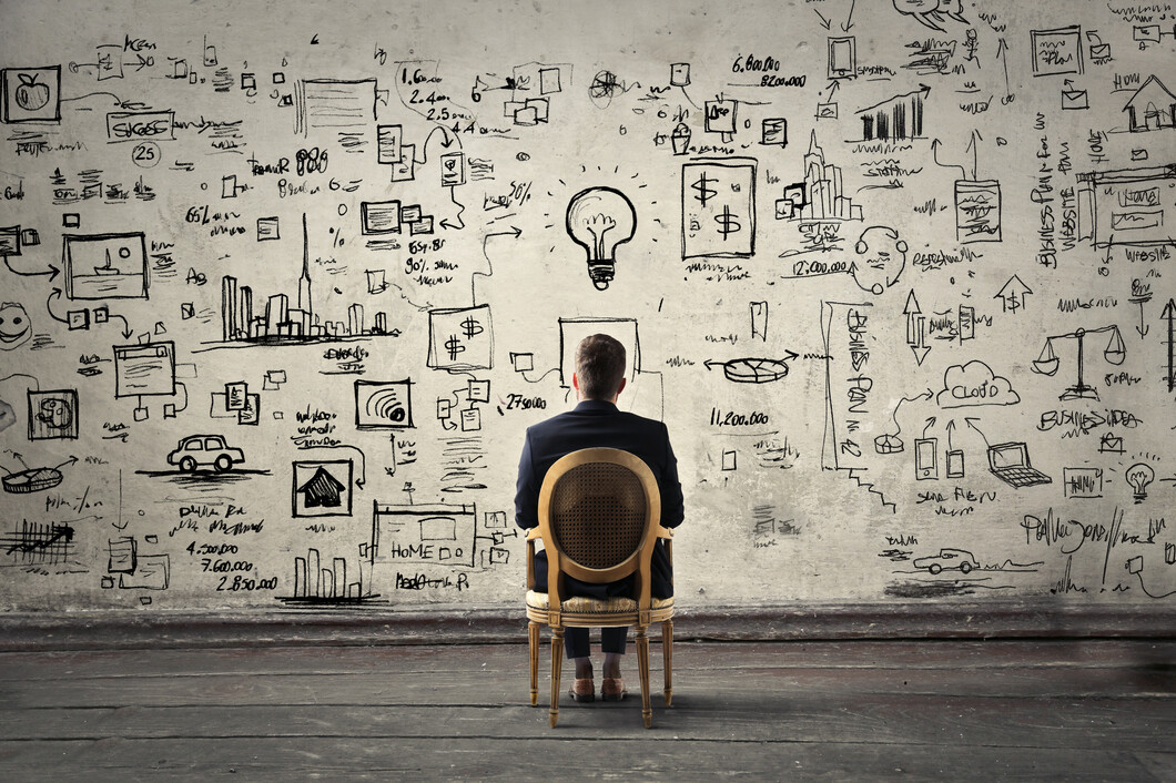 Businessman trying to solve problems