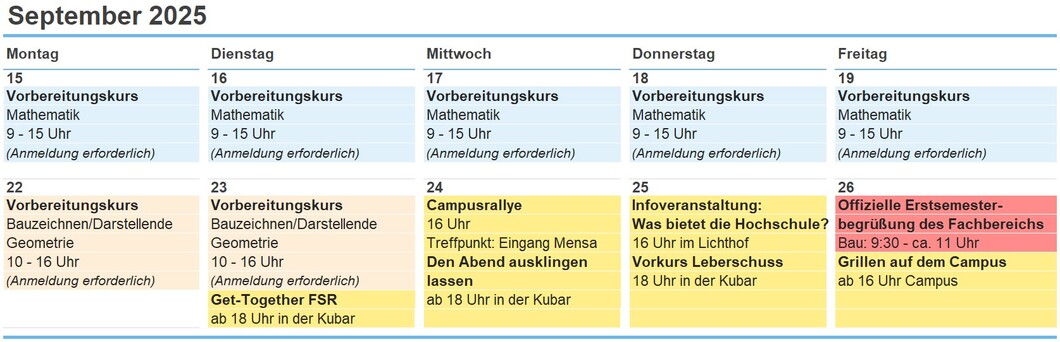Kalender Orientierungstage WiSe 2025_26