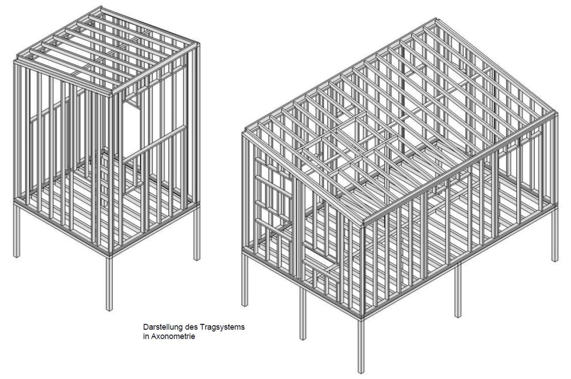 Darstellung des Tragsystems in Axonometrie