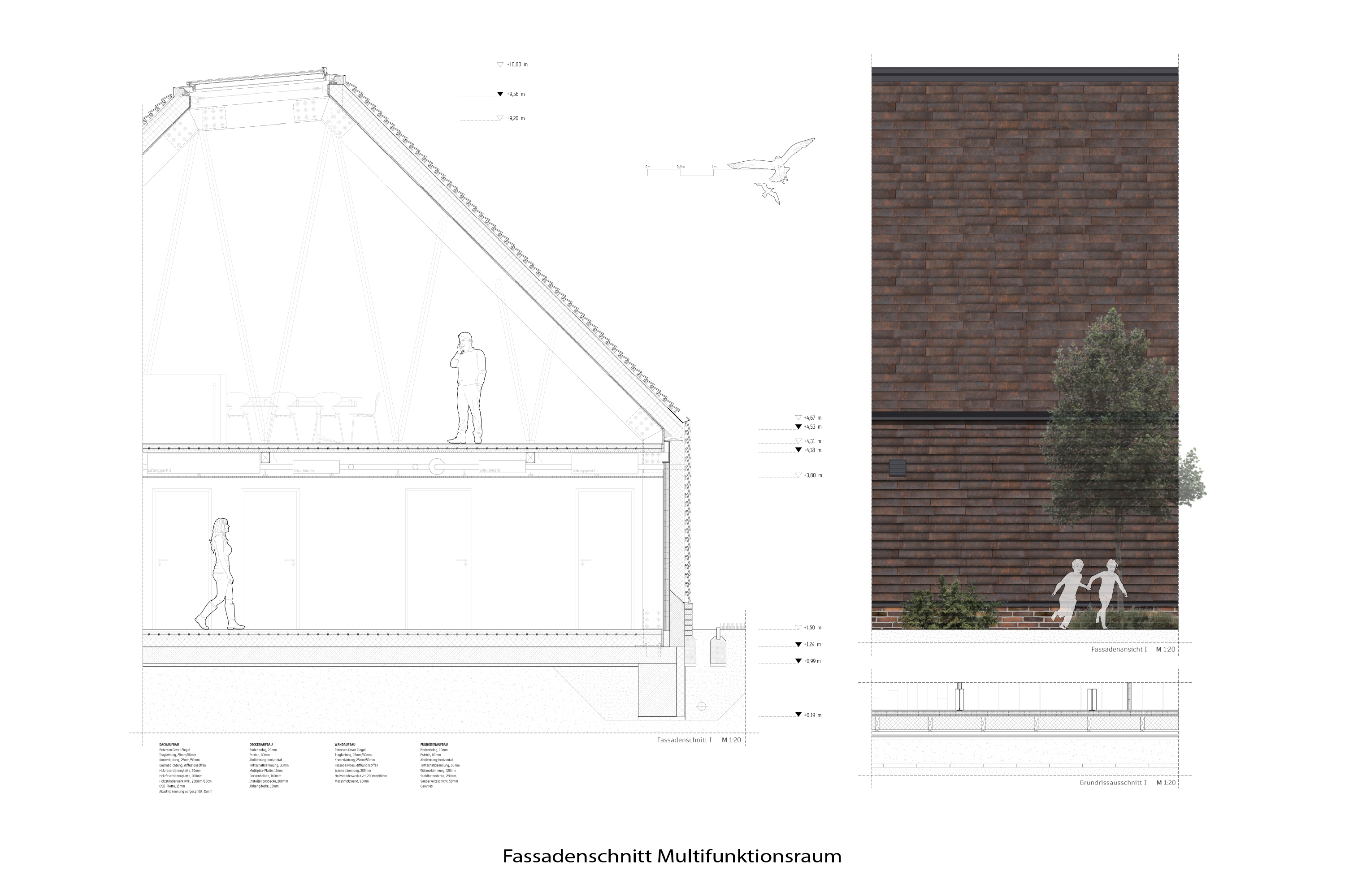 Fassadenschnitt und Fassadenansicht