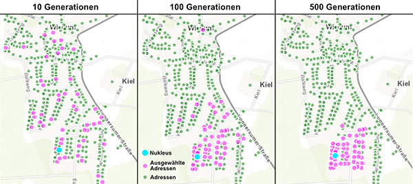 Ermittlung der zu einem Nukleus gehörenden Gebäude durch Evaluationsstrategien