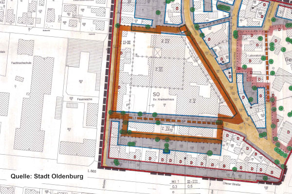 Ausschnitt B-Plan der Stadt Oldenburg