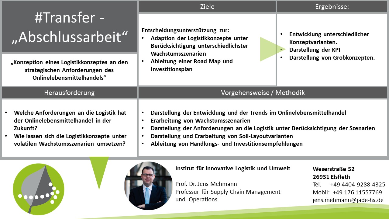 „Konzeption eines Logistikkonzeptes an den strategischen Anforderungen des Onlinelebensmittelhandels“