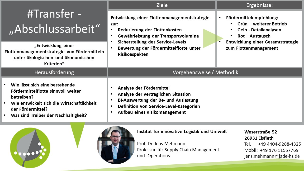 „Entwicklung einer Flottenmanagementstrategie von Fördermitteln unter ökologischen und ökonomischen Kriterien“