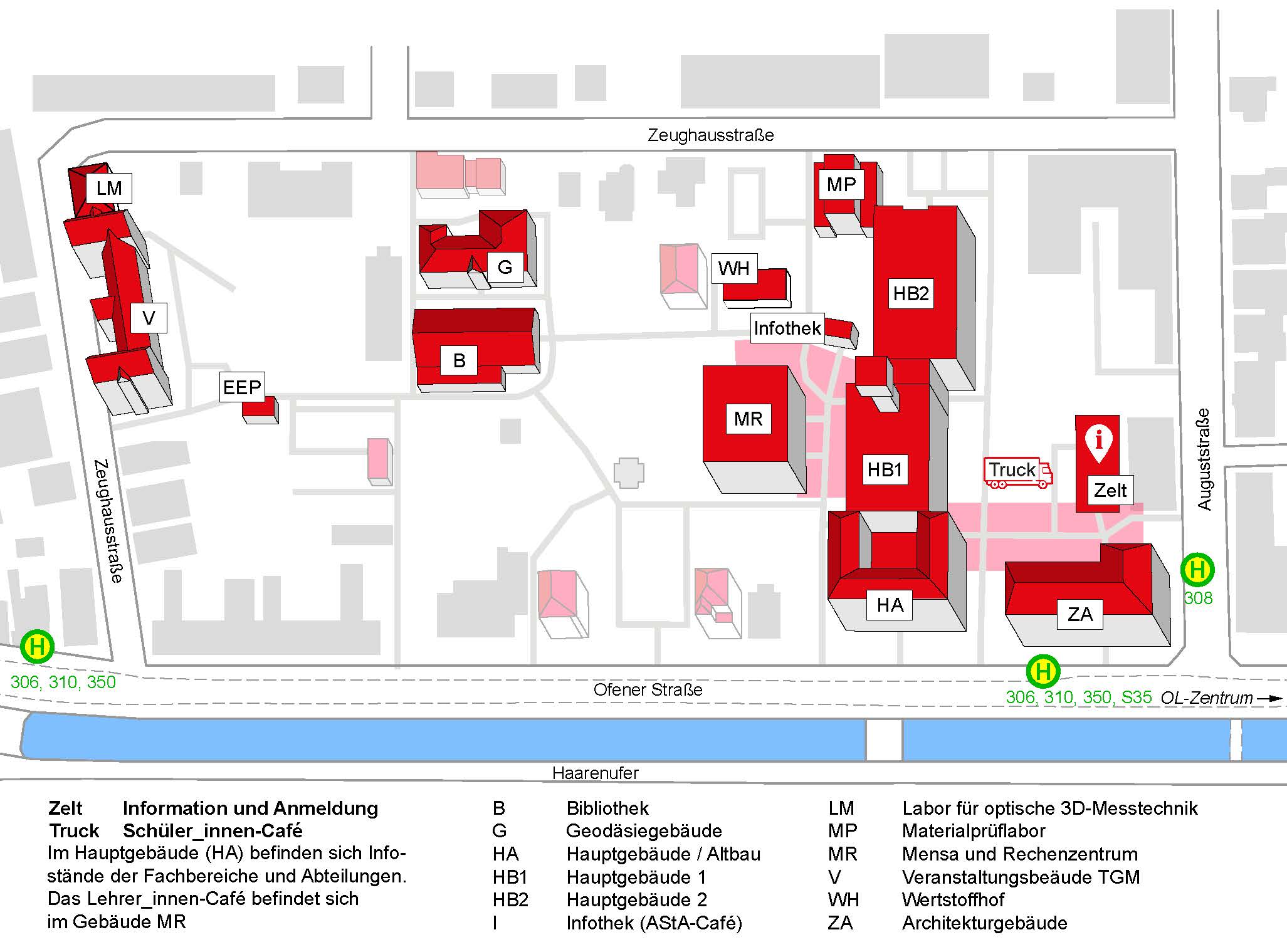 Lageplan und Veranstaltungsorte des Campustages in Oldenburg