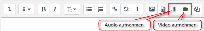 Audio oder Video im Editor aufnehmen